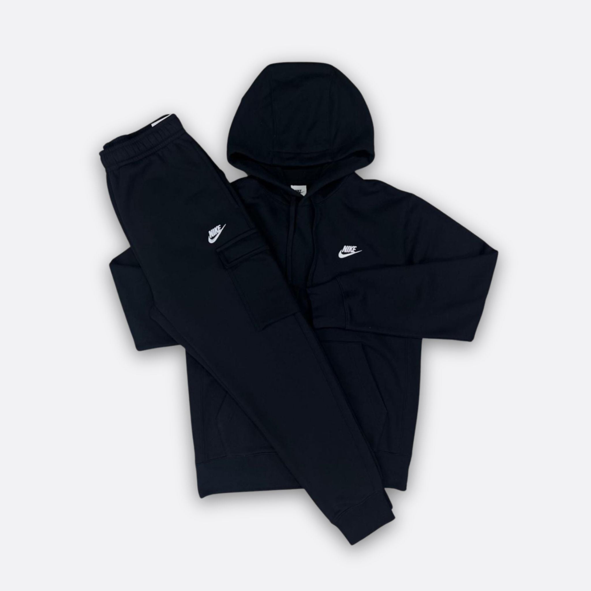 Nike Club Fleece Hooded Black Tracksuit