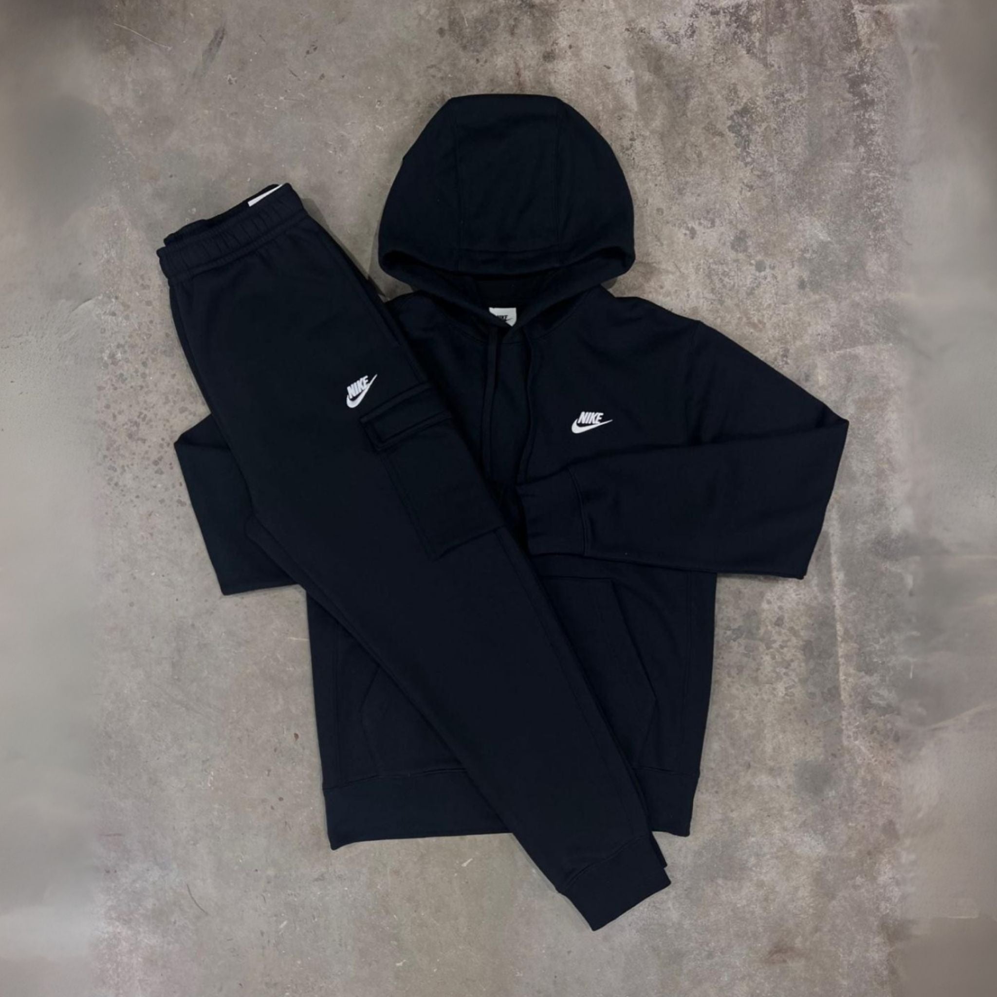 Nike Club Fleece Hooded Black Tracksuit