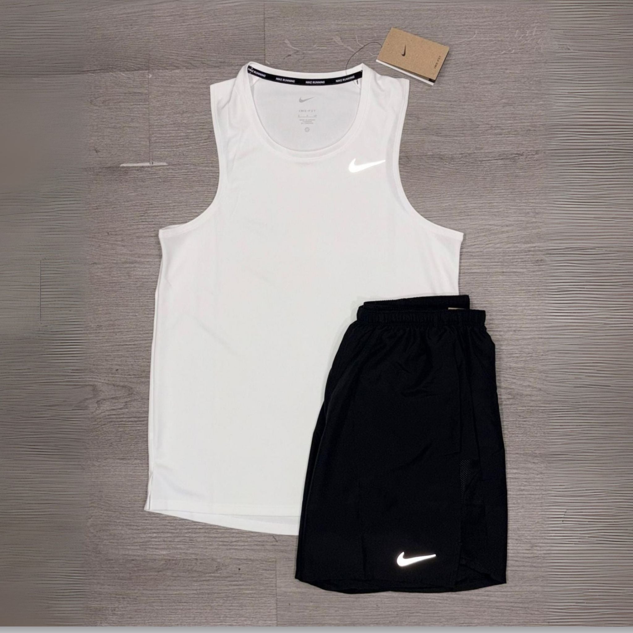 Nike White Vest Shorts Set (Black)